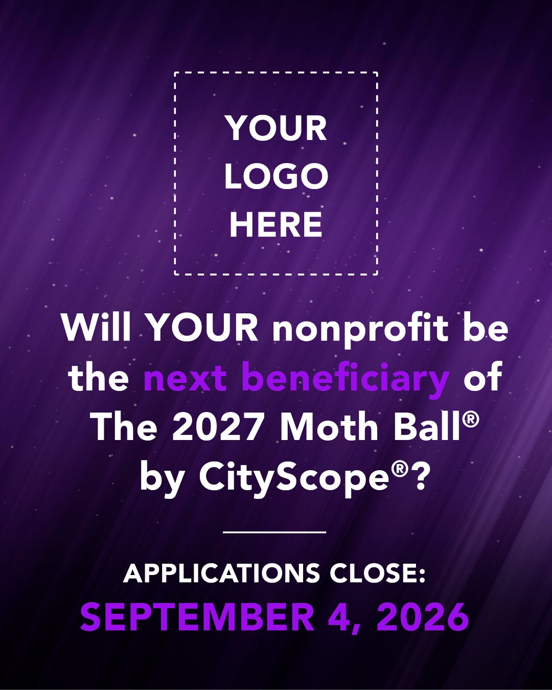 Applications are still open as we search for our 2027 Moth Ball® by CityScope® Beneficiary! ✨ If you’re a local nonprofit that has a positive impact on the lives of women in the community, we would love to consider your organization.
Applications close this Friday, September 4th – so fill our our application at the link in our bio to be considered!